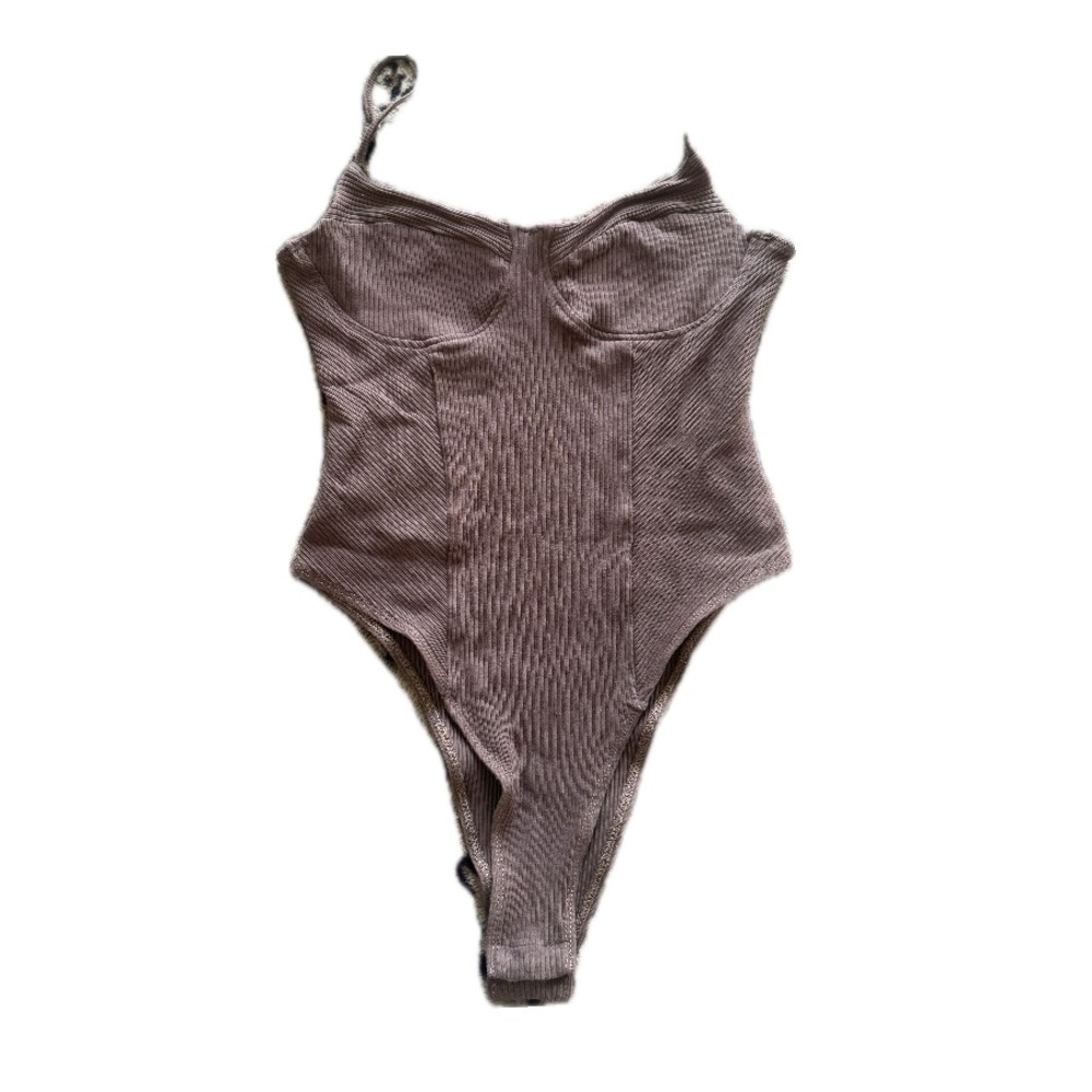 Brown Ribbed Bodysuit - Picture 2 of 3